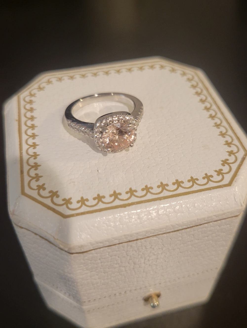 Modern Gents Pink Halo Engagement Ring 4.5